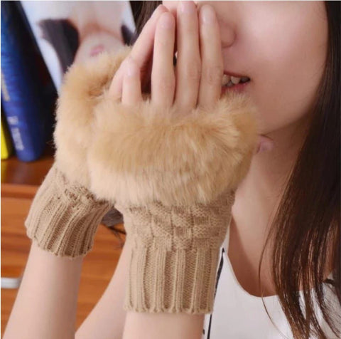 Winter Faux Rabbit Fur Gloves For Women