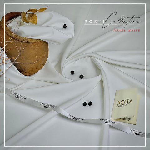 MTJ CARNIVALS BOSKI ⏐ Pearl White ( Unstitched ) Suit