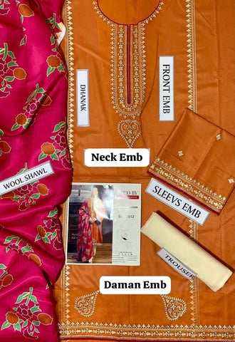 BRAND NAME : URGE 🟨 CATEGORY : DHANAK 3PC Embroidered