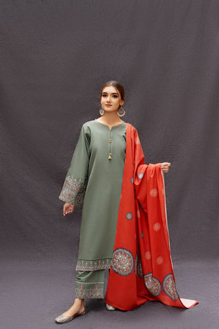 RAND NAME : URGE 🟨 CATEGORY : DHANAK 3PC Embroidered